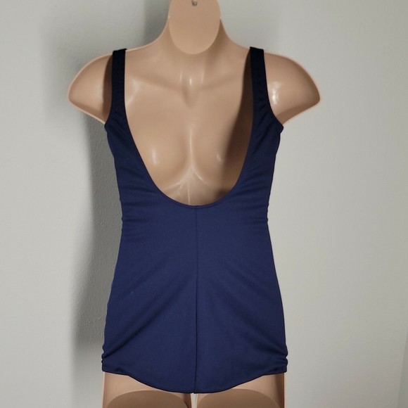 Robby Len Vintage One-Piece Swimsuit ~ Sz 16 ~ Navy Blue & White - Picture 5 of 8